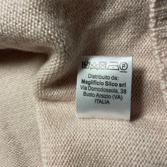 Gaia B Long Sleeve Zip Up Merino Wool Cardigan Sweater Baby Pink - Size Large - Picture 7 of 9